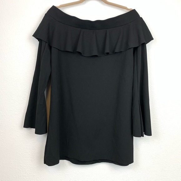 Zara Basics women’s black ruffle off shoulder top - Picture 6 of 7